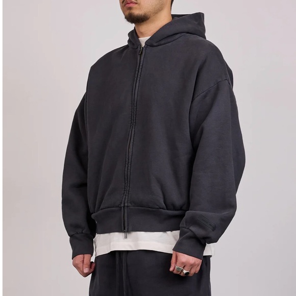 NEW Fear of God Essentials Classic Zip Hoodie Vintage Black size:L
